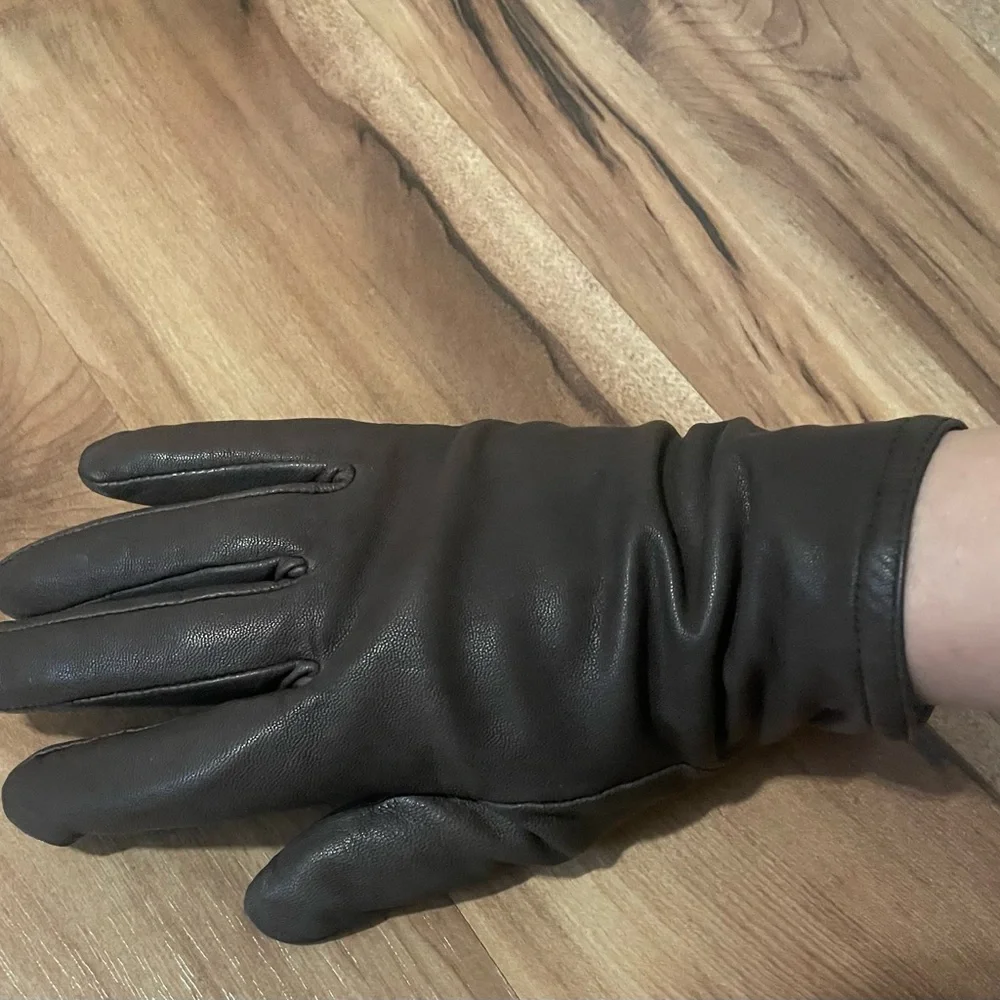 Auclair Brown Leather Driving Gloves Med - Picture 5 of 8